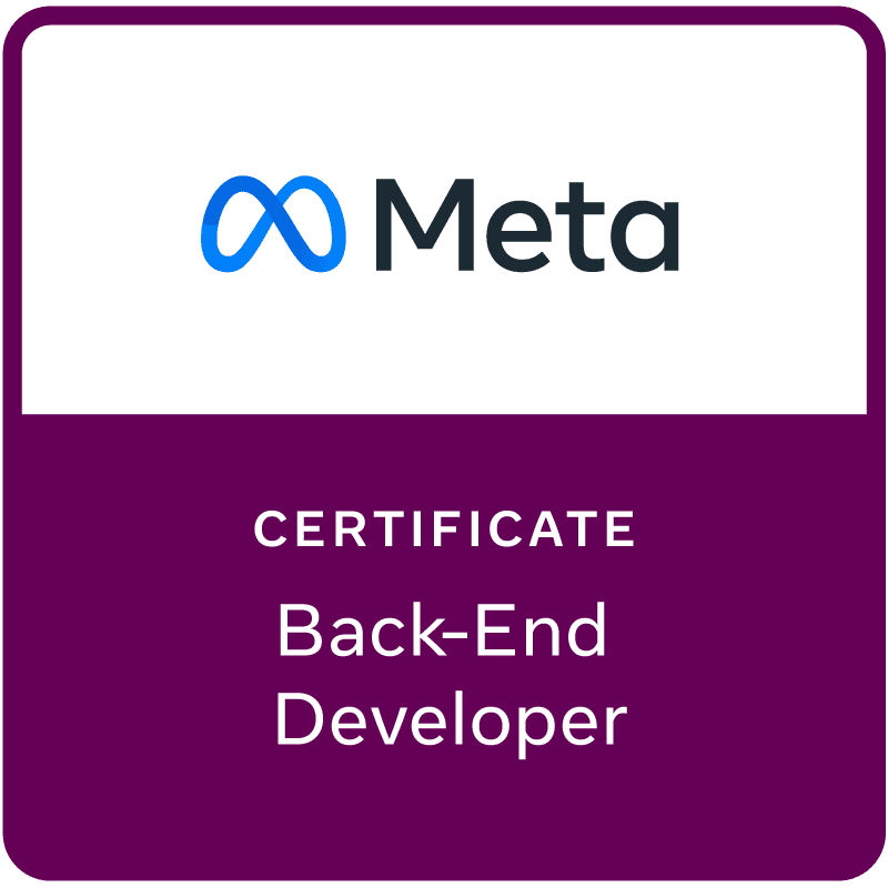 Meta Back-End Developer Professional Certificate (v.1) Credly Badge